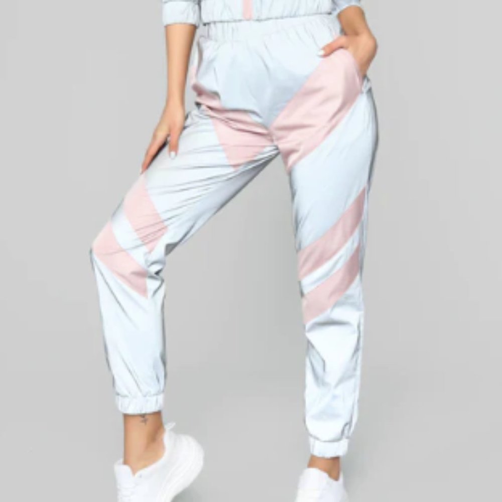 NWT Reflective color block joggers